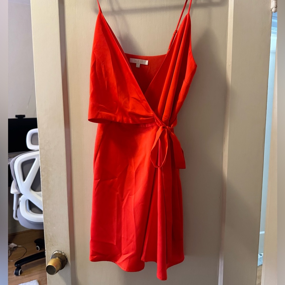 Wayf Red Mini Wrap Dress